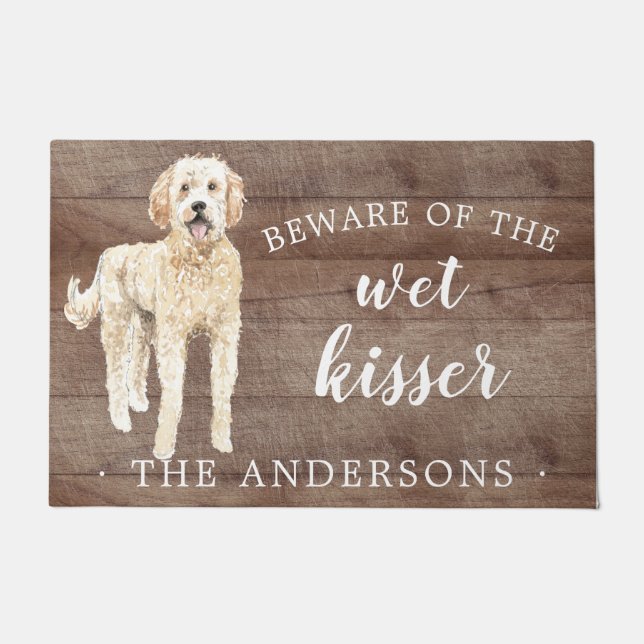 Golden Doodle Dog Personalised Door Mat (Front)