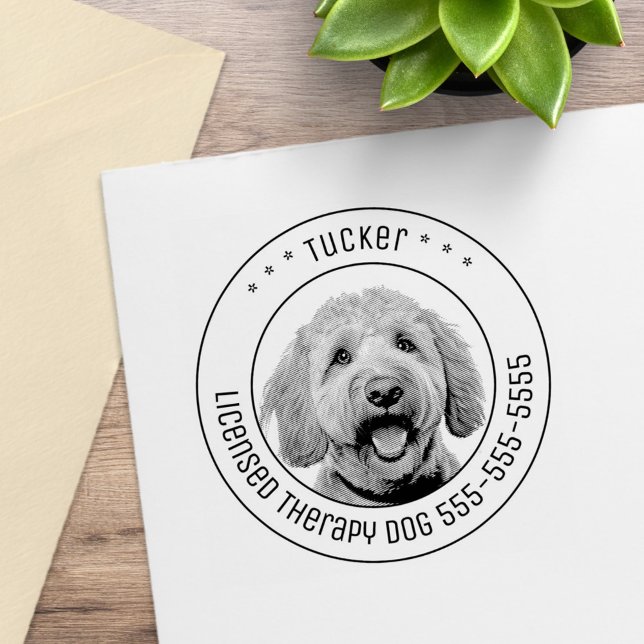 Golden Doodle Dog Pet Photo Round Rubber Stamp (Creator Uploaded)