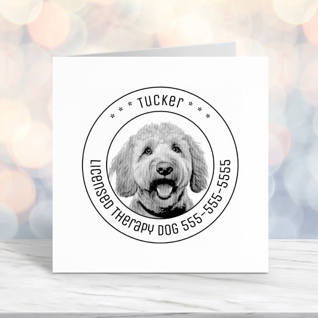 Golden Doodle Dog Pet Photo Round Self-inking Stamp (Creator Uploaded)