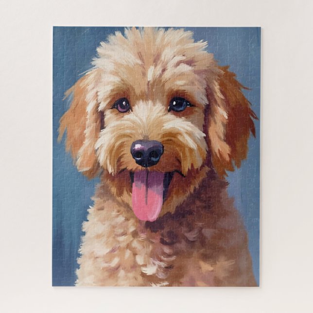 Golden Doodle | Dog Watercolor Painting Pet Jigsaw Puzzle (Vertical)