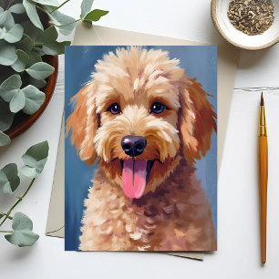 Golden Doodle   Dog Watercolor Painting Pet Postcard