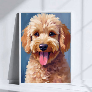 Golden Doodle Dog Watercolor Painting Pet Poster