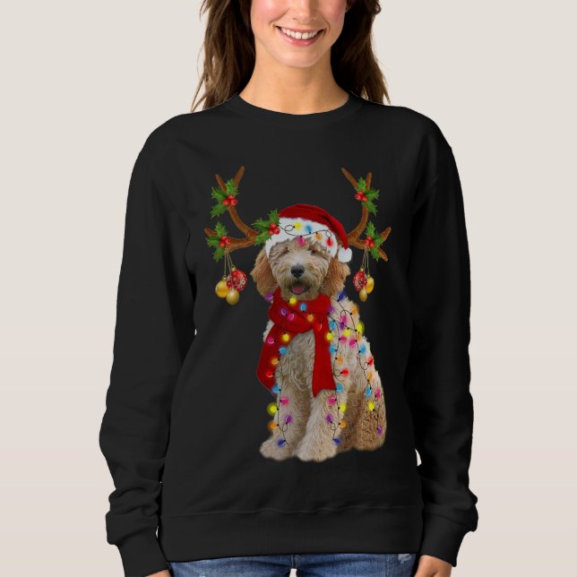 Golden Doodle Gorgeous Reindeer Christmas Tree Lig Sweatshirt (Front)