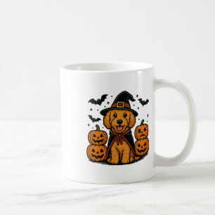 Golden Doodle Halloween Witch Pumpkins Bats Spooky Coffee Mug