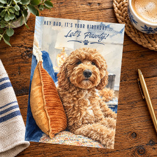 Golden Doodle Happy Birthday Dad Card