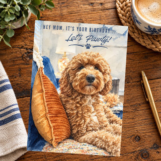 Golden Doodle Happy Birthday Mum Card