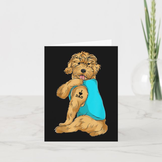 Golden Doodle I Love Dad Tattoo Apparel, Dog Dad G Card (Front)