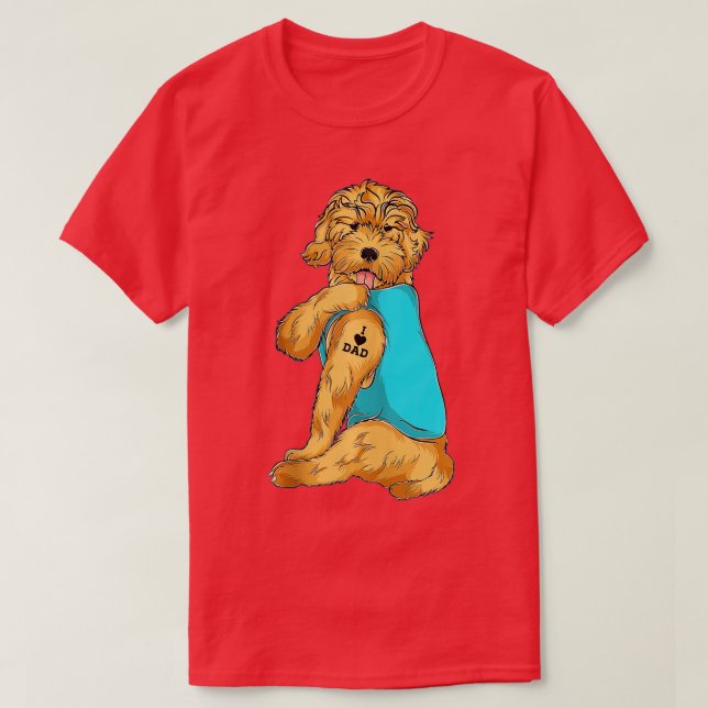Golden Doodle I Love Dad Tattoo Apparel, Dog Dad G T-Shirt (Design Front)