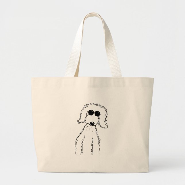 Golden Doodle in Sunglasses Large Tote Bag (Front)