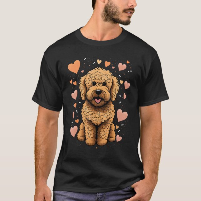 Golden Doodle Love Heart on Goldendoodle T-Shirt (Front)