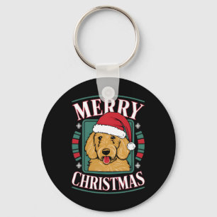 Golden Doodle Merry Christmas Xmas Holiday Santa H Key Ring