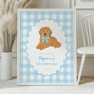 Golden Doodle One Golden Year Birthday Welcome Poster