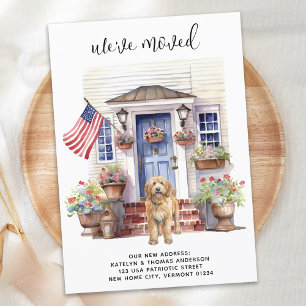 Golden Doodle Patriotic Personalised Dog Moving Announcement
