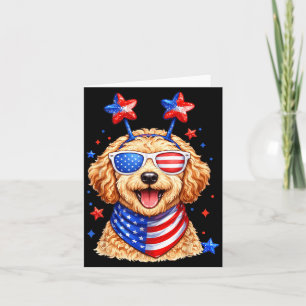 Golden Doodle USA Patriotic Dog Memorial Day July Card