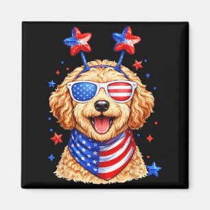Golden Doodle USA Patriotic Dog Memorial Day July Magnet