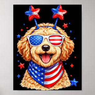 Golden Doodle USA Patriotic Dog Memorial Day July Poster