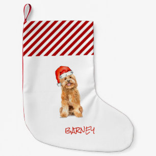 Golden doodle with Santa hat  Christmas Stocking