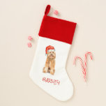 Golden doodle with Santa hat  Christmas Stocking<br><div class="desc">Personalised cute Golden doodle with Santa hat stockings for your furry friend.</div>