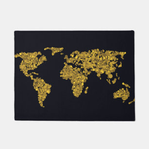 Golden Dot World Map Doormat