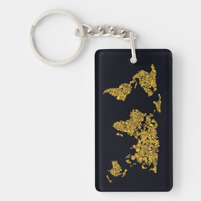Golden Dot World Map Key Ring (Front)