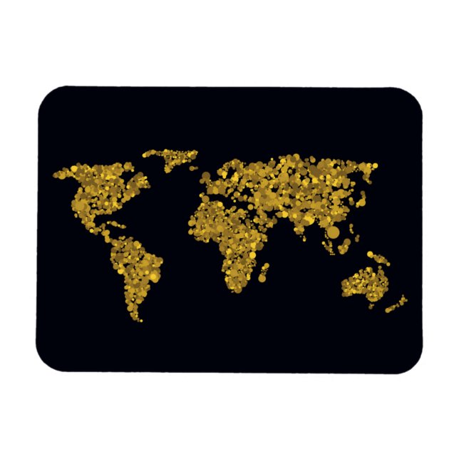 Golden Dot World Map Magnet (Horizontal)
