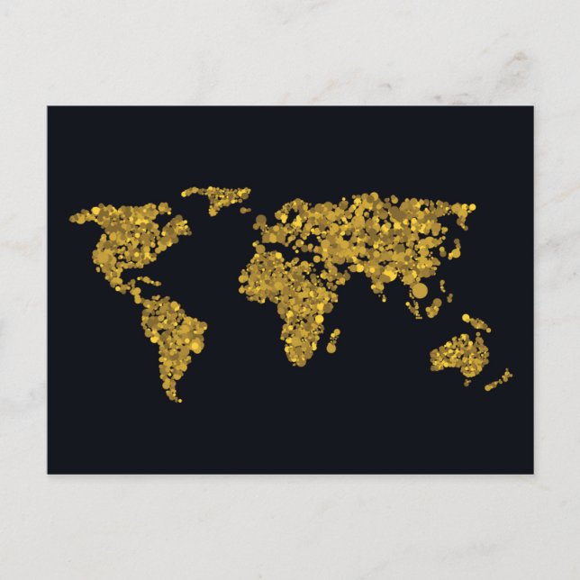 Golden Dot World Map Postcard (Front)