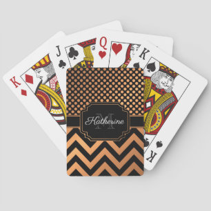 Golden Dots And Chevron Playing Cards