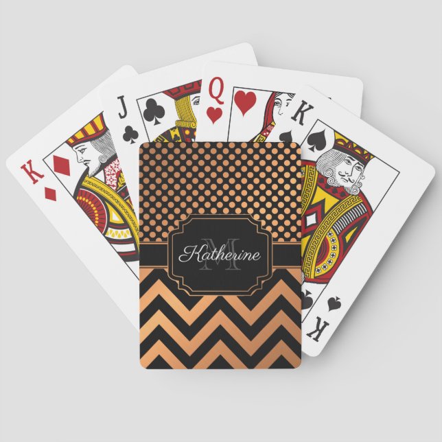 Golden Dots And Chevron Playing Cards (Back)