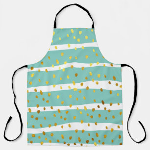 Golden Dots and Stripes: Elegant Pattern Apron