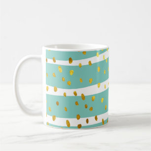 Golden Dots and Stripes: Elegant Pattern Coffee Mug