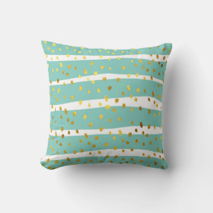 Golden Dots and Stripes: Elegant Pattern Cushion