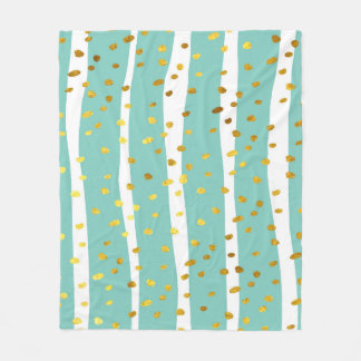Golden Dots and Stripes: Elegant Pattern Fleece Blanket
