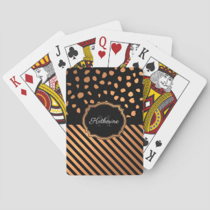 Golden Dots and Stripes Playing Cards