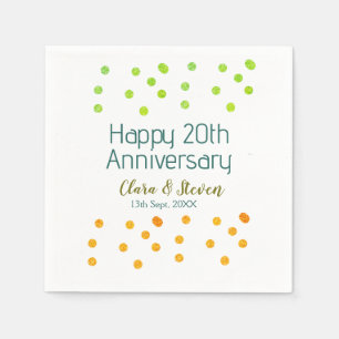 Golden dots glitter happy 20th anniversary wedding napkin