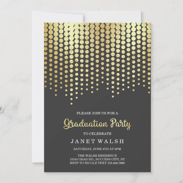 Golden Dots Graduation Invitation (Front)