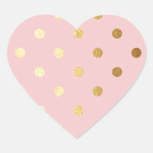 Golden dots on pink backround heart sticker