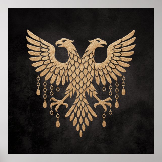 Golden Double-Headed Eagle – Regal Mythic Emblem o Poster (Front)