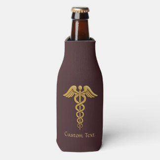 Golden Double Snake Caduceus Bottle Cooler