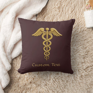 Golden Double Snake Caduceus Cushion