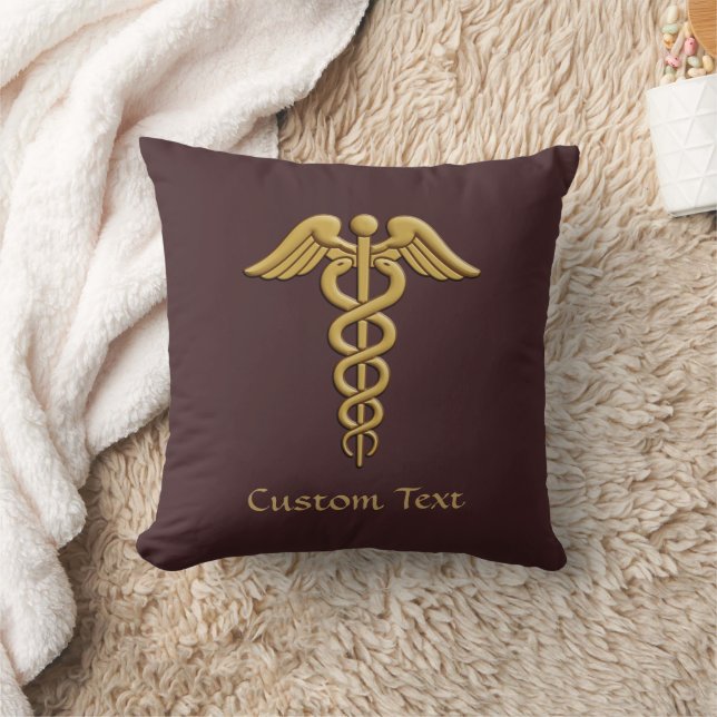 Golden Double Snake Caduceus Cushion (Blanket)