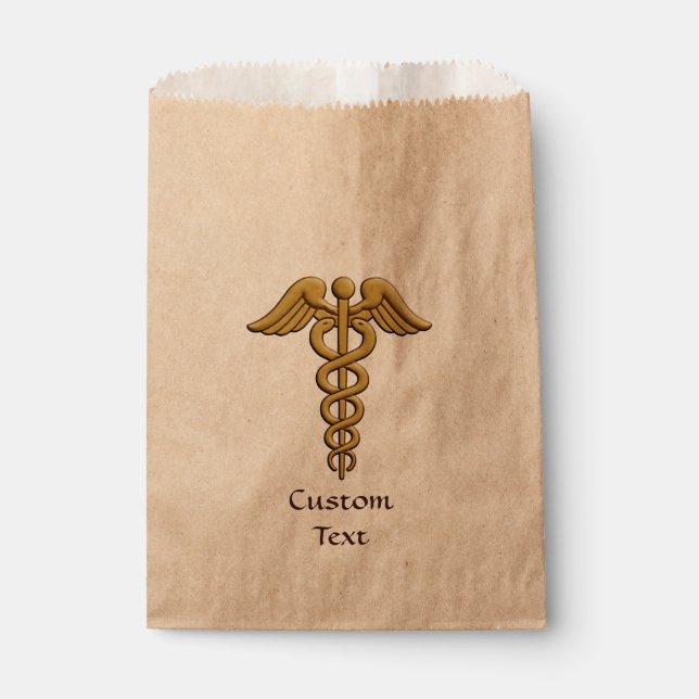 Golden Double Snake Caduceus Favour Bag (Front)