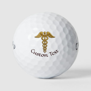 Golden Double Snake Caduceus Golf Balls