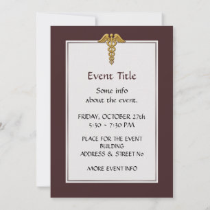 Golden Double Snake Caduceus Invitation