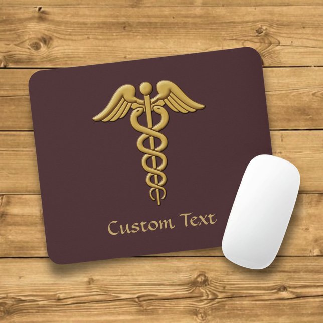 Golden Double Snake Caduceus Mouse Pad (Creator Uploaded)