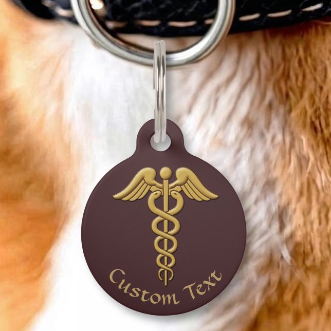 Golden Double Snake Caduceus Pet Tag (Creator Uploaded)