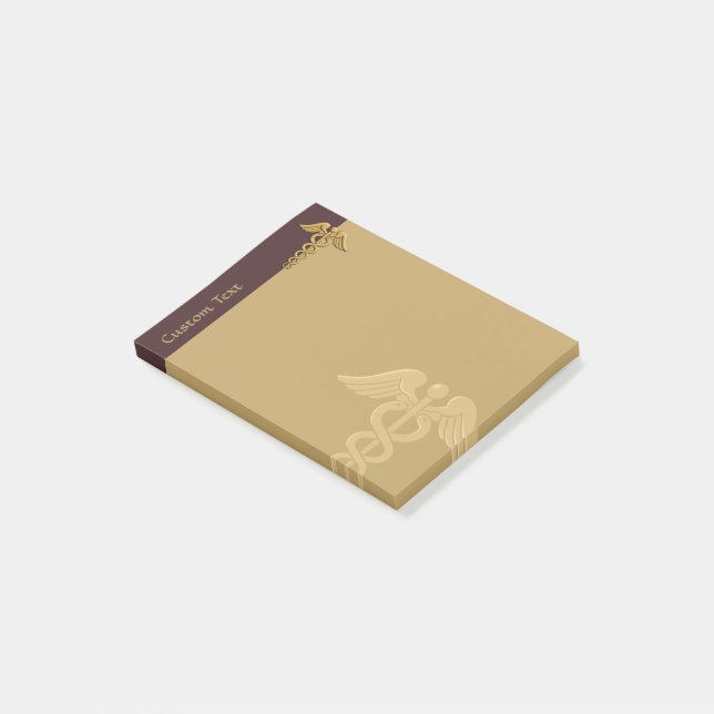 Golden Double Snake Caduceus Post-it Notes (Angled)