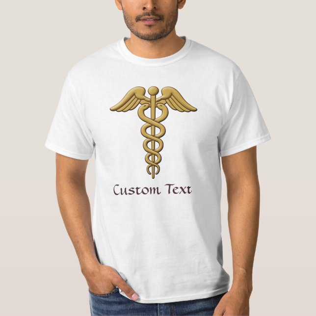 Golden Double Snake Caduceus T-Shirt (Front)