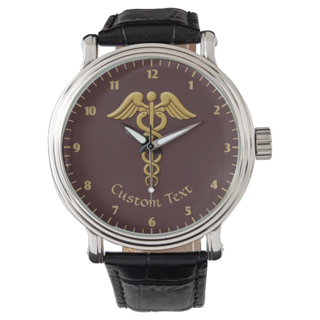Golden Double Snake Caduceus Watch (Front)