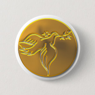 Golden Dove of Peace - Holy Spirit 6 Cm Round Badge