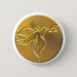 Golden Dove of Peace - Holy Spirit 6 Cm Round Badge